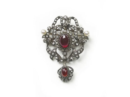 Garnet Diamond & Pearl Pendant