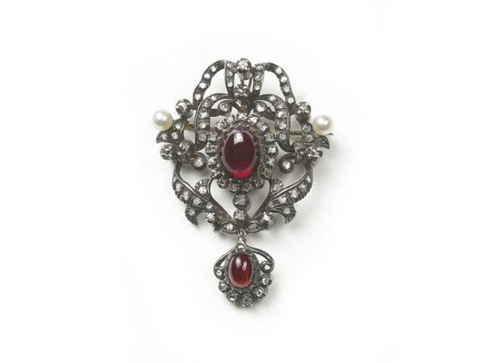 Garnet Diamond & Pearl Pendant