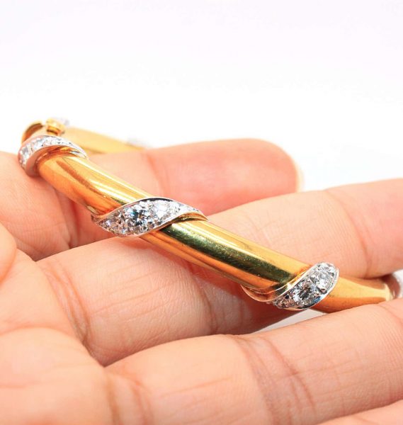 Vintage Diamond and 18ct Gold Bangle, 20th Century
