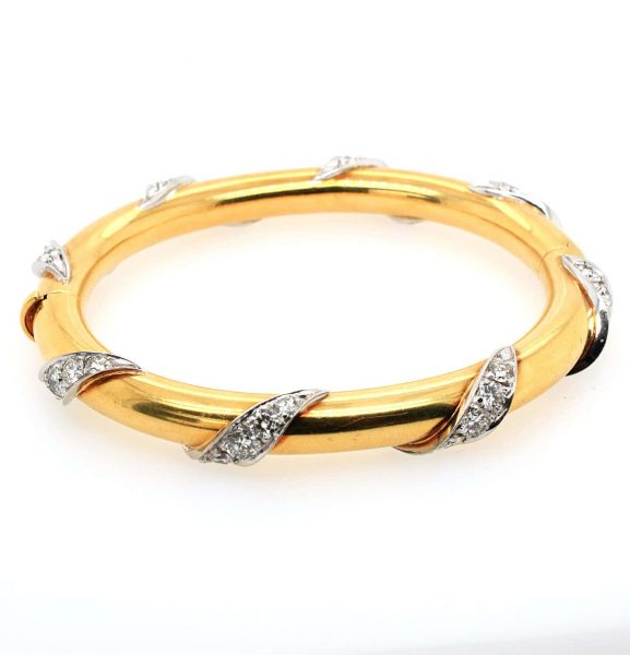 Vintage Diamond and 18ct Gold Bangle, 20th Century