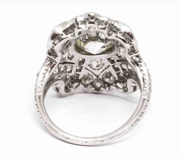 Art Deco 1.75 Ct Old European Cut Diamond Platinum Plaque Ring