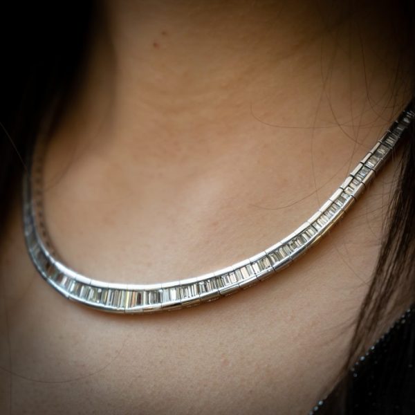 Baguette Diamond Platinum Necklace