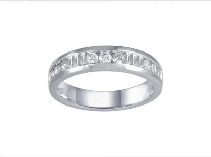 Baguette and Brilliant Cut Diamond Half Eternity Ring, 0.54cts