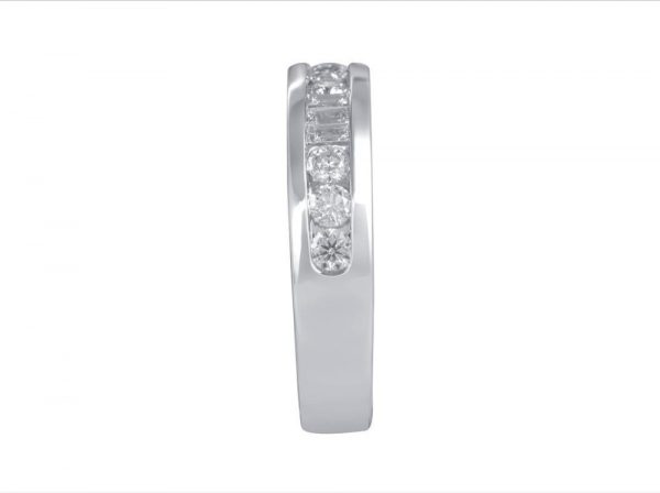 Baguette and Brilliant Cut Diamond Half Eternity Ring, 0.54cts