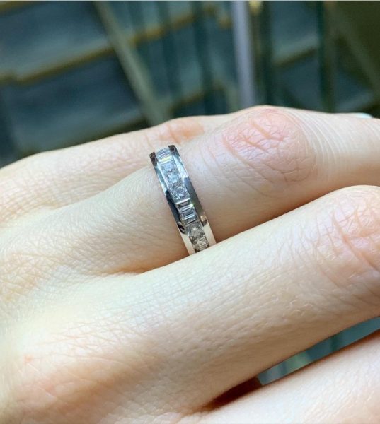 Baguette and Brilliant Cut Diamond Half Eternity Ring, 0.54cts