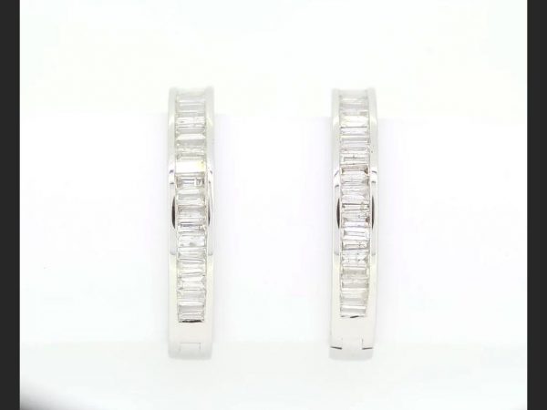 Baguette hoop earrings, channel set