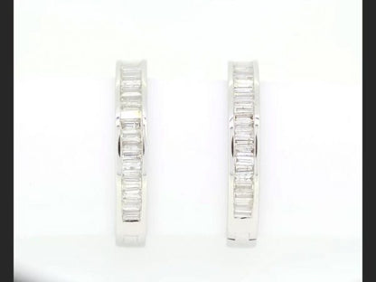 Baguette hoop earrings, channel set