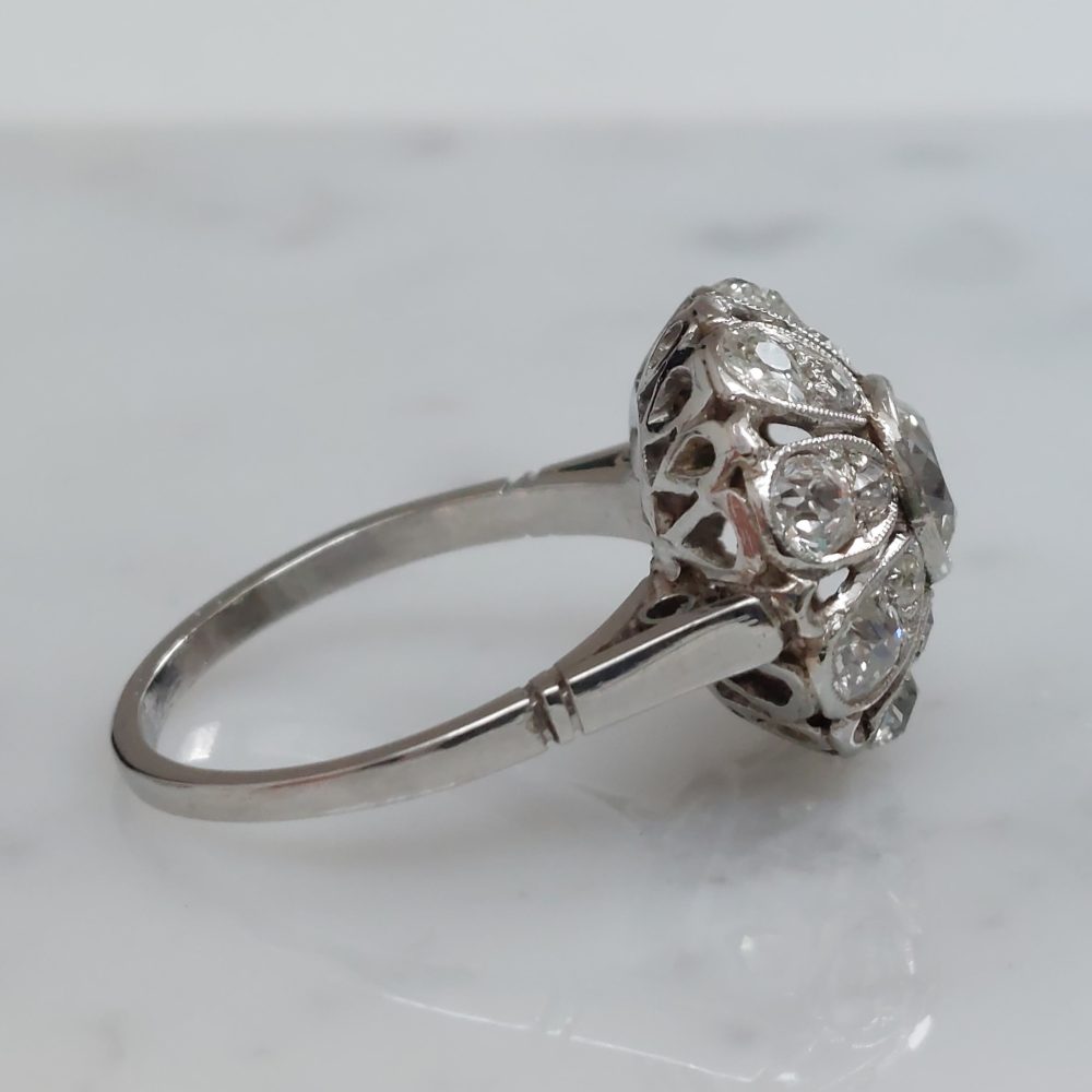 Belle Epoque Antique 1.30ct Diamond Bombe Ring