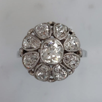 Belle Epoque Antique 1.30ct Diamond Bombe Ring