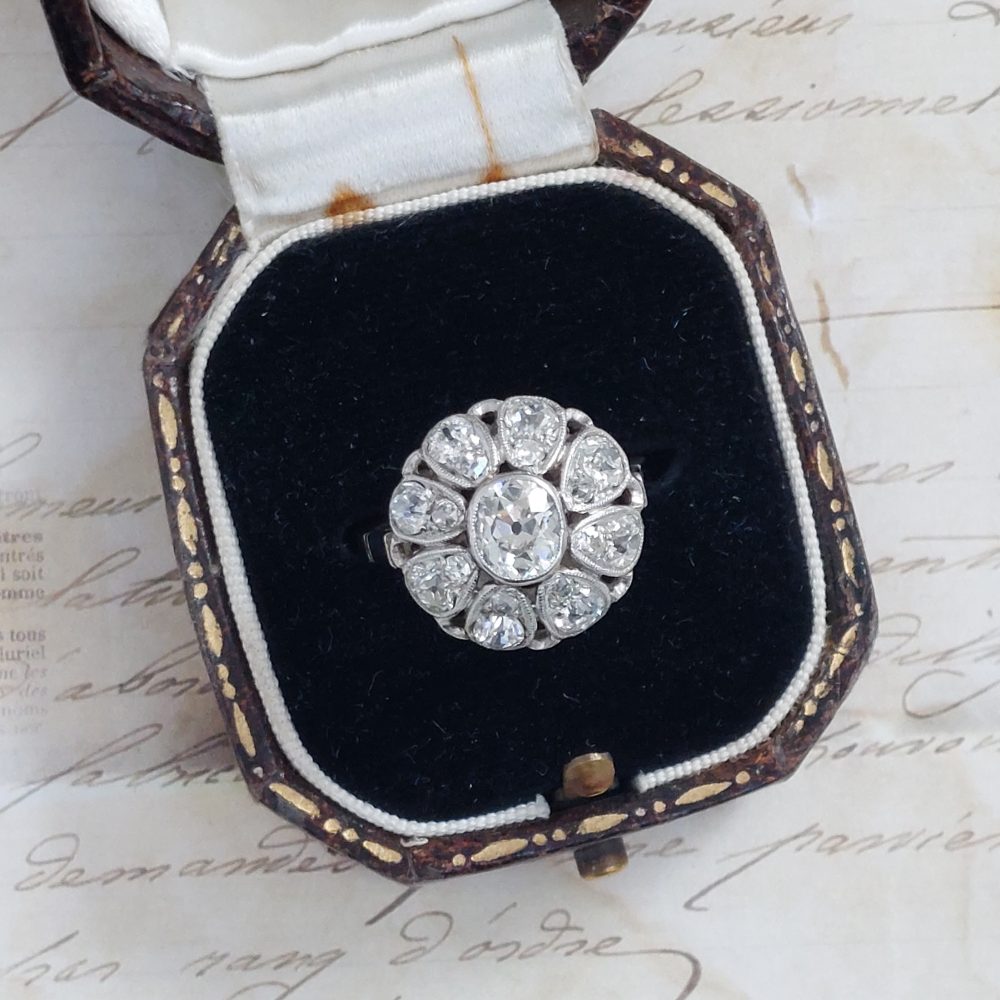 Belle Epoque Antique 1.30ct Diamond Bombe Ring