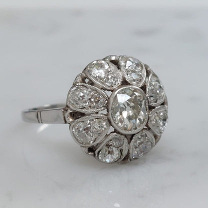 Belle Epoque Antique 1.30ct Diamond Bombe Ring