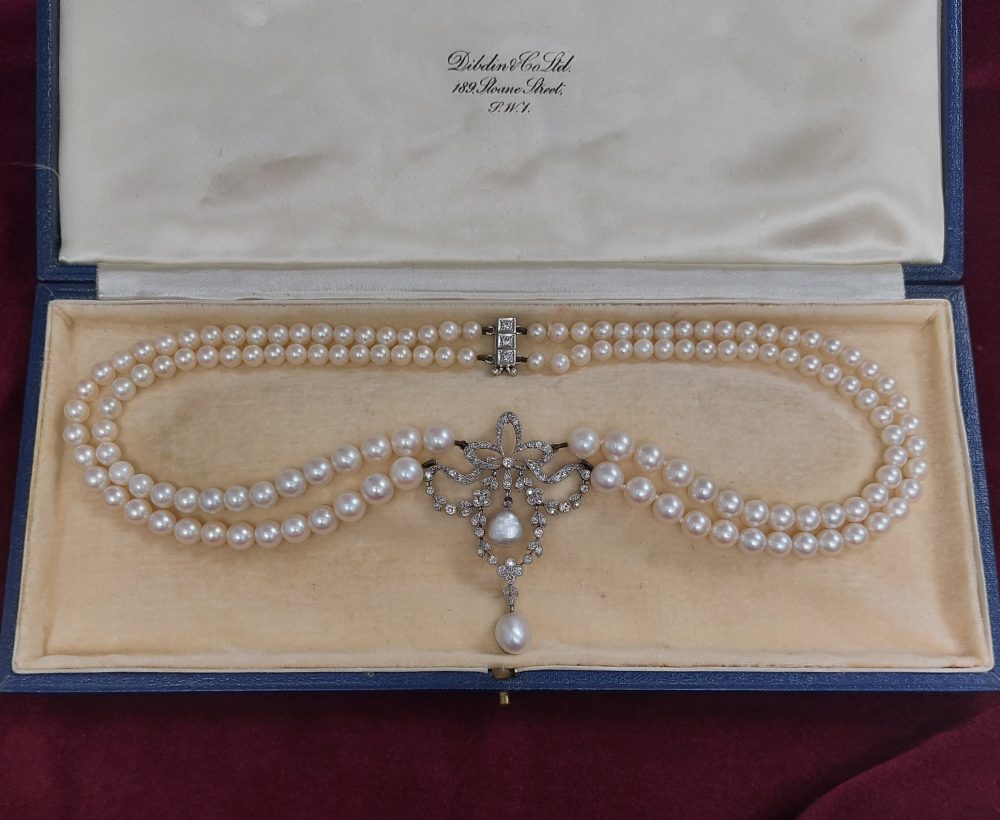 Belle Epoque Pearl and Diamond Pendant Necklace