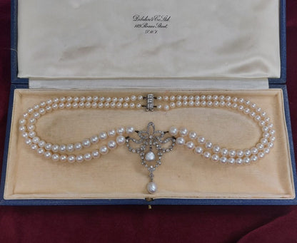 Belle Epoque Pearl and Diamond Pendant Necklace