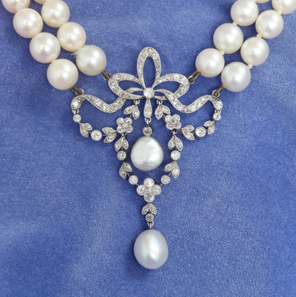 Belle Epoque Pearl and Diamond Pendant Necklace