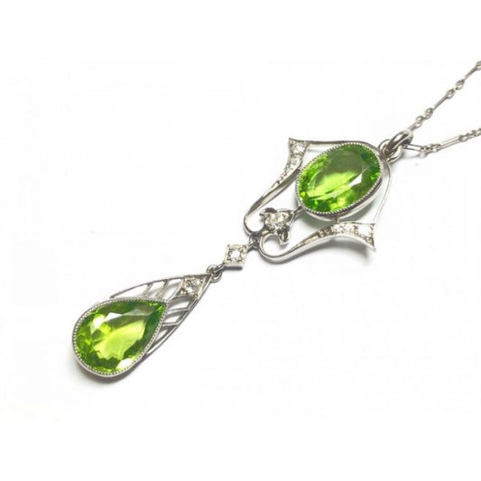 Black Starr and Frost Art Deco Peridot & Diamond Pendant