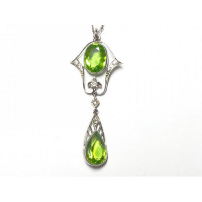 Black Starr and Frost Art Deco Peridot & Diamond Pendant