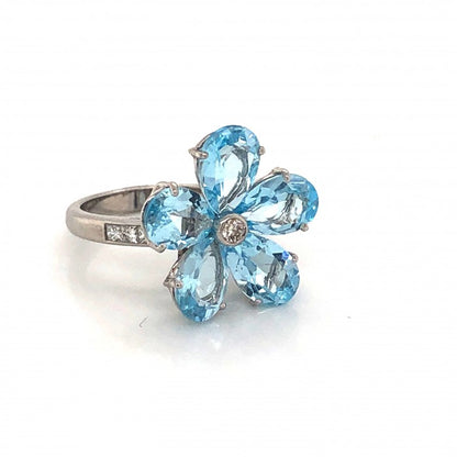 Blue Topaz Flower Ring