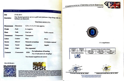 Cluster Ring with 6.00 ct. Unheated Blue Sapphire & Diamonds