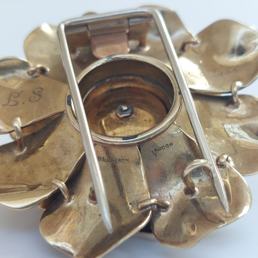 Boucheron Diamond Set Gold Rose Brooch