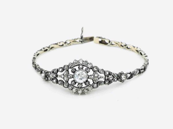 Antique Rose Cut Diamond Bracelet, Silver and Gold
