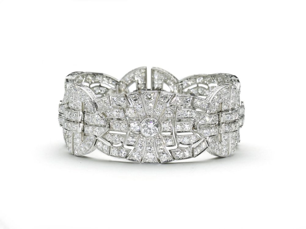 Art Deco Diamond Panel Platinum Bracelet ART DECO jewellery London Jewellery Discovery