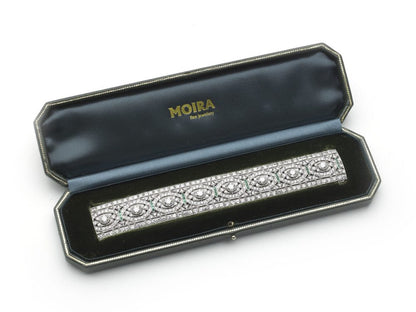 Antique Art Deco Emerald and Diamond Panel Bracelet