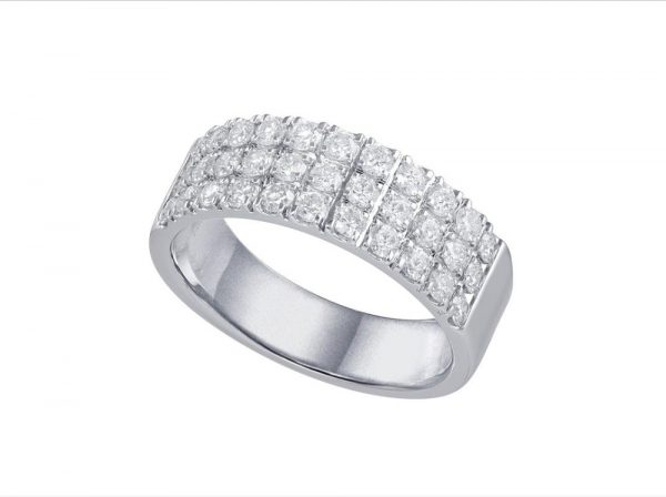 Brilliant Cut Diamond 18ct White Gold Band Ring, 1.04cts