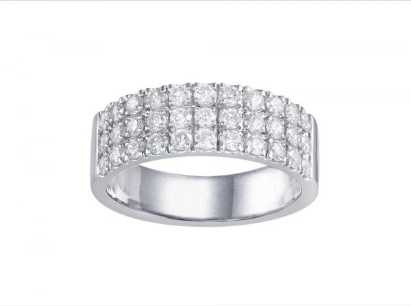 Brilliant Cut Diamond 18ct White Gold Band Ring, 1.04cts