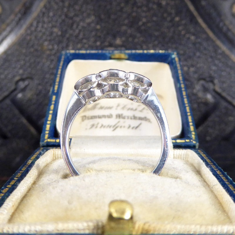 Brilliant Cut Diamond Collar Set Three Stone Ring, 1.45ct 