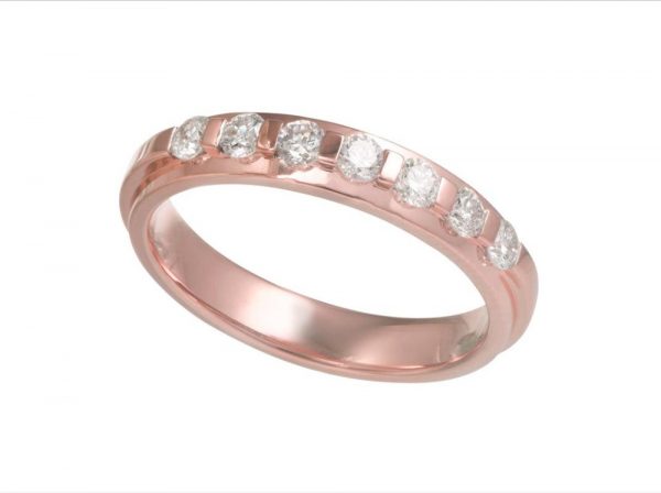 Brilliant Cut Diamond Half Eternity Wedding Ring, 0.35cts, 18ct Rose Gold 