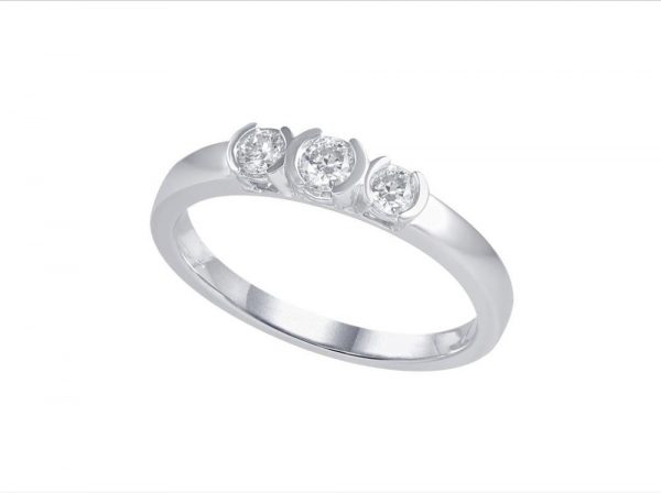 Brilliant Cut Diamond Trilogy Ring, 0.28cts, 18ct White Gold Ring