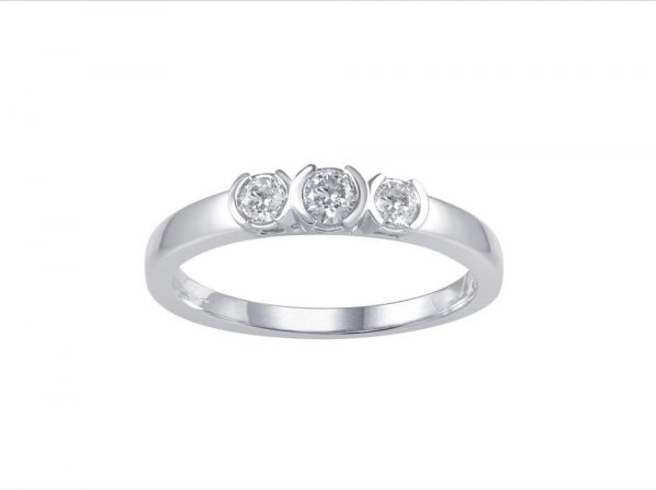 Brilliant Cut Diamond Trilogy Ring, 0.28cts, 18ct White Gold Ring