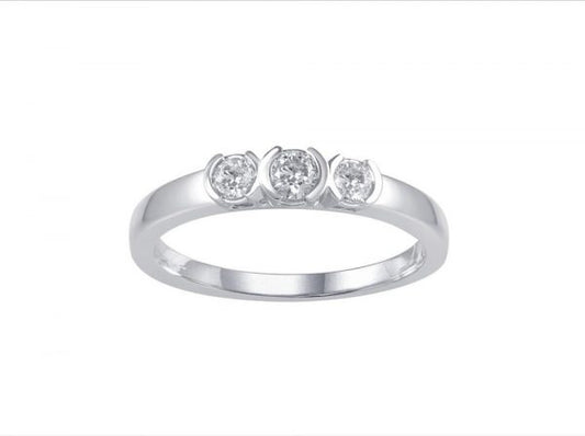 Brilliant Cut Diamond Trilogy Ring, 0.28cts, 18ct White Gold Ring
