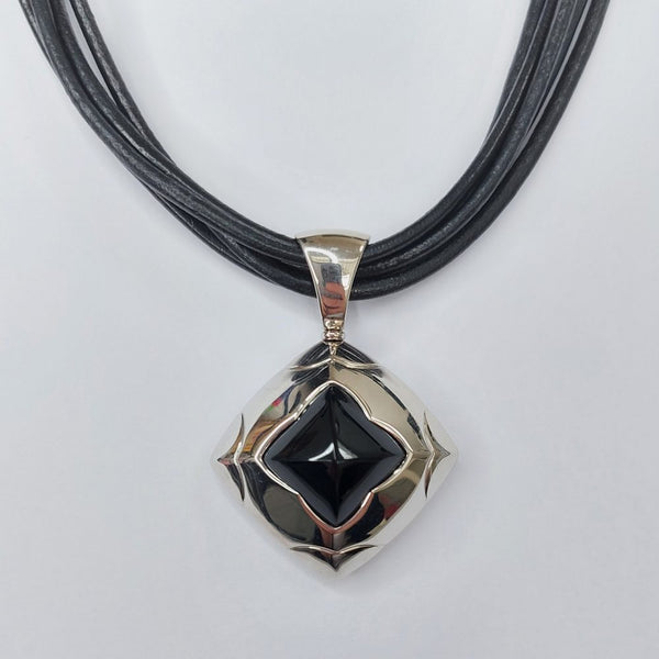 Bulgari Onyx Square 18ct White Gold Pendant Necklace