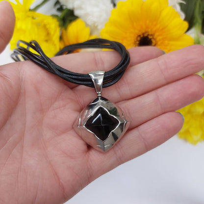 Bulgari Onyx Square 18ct White Gold Pendant Necklace