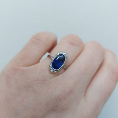 Antique sapphire engagement ring Burma Sapphire and Diamond Ring
