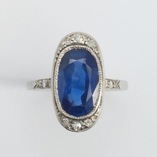 Antique Edwardian Burma Sapphire and Diamond Ring