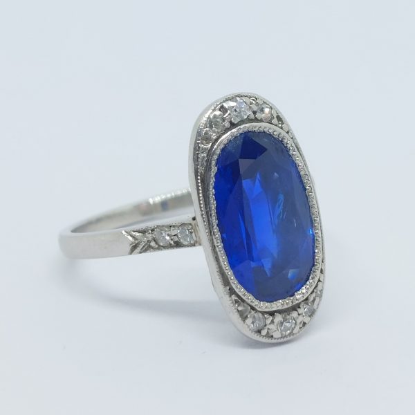 Antique Edwardian Burma Sapphire and Diamond Ring