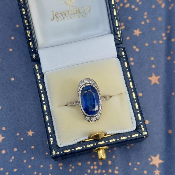 Antique sapphire engagement ring Burma Sapphire and Diamond Ring