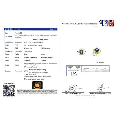 Victorian Antique 3.6ct Natural No Heat Burma Sapphire and Old Cut Diamond Cluster Ring