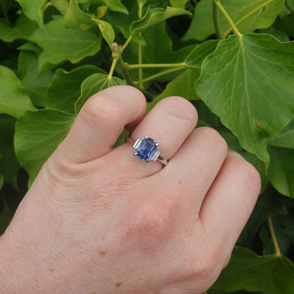 Burmese Sapphire 1.65ct and Diamond Platinum Ring
