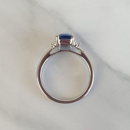 Burmese Sapphire 1.65ct and Diamond Platinum Ring