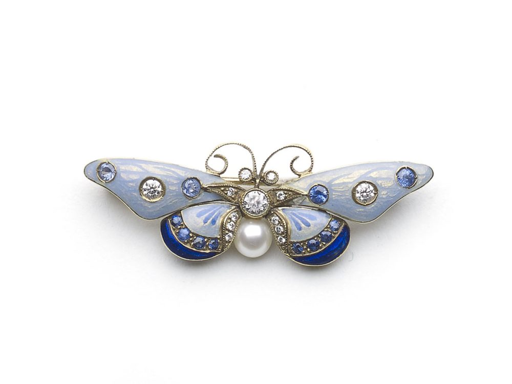 Blue Enamel Butterfly Brooch