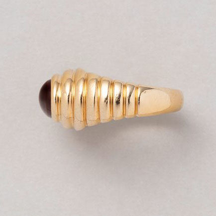 Bvlgari Vintage Citrine and Yellow Gold Ribbed Ring