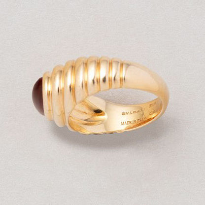 Bvlgari Vintage Citrine and Yellow Gold Ribbed Ring