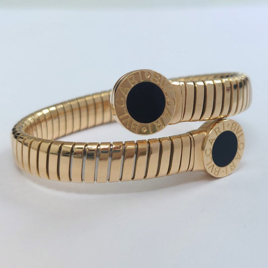 Bvlgari Tubogas Onyx Gold Bangle Bracelet