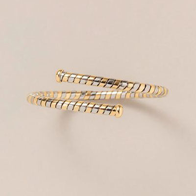 Vintage Bvlgari Yellow Gold and Steel Twist Bangle Bracelet
