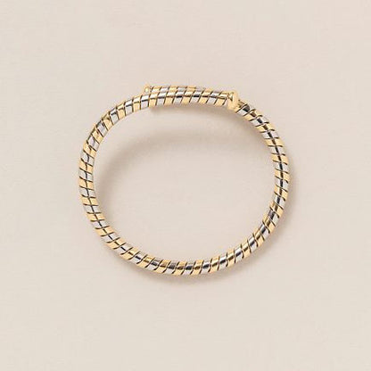 Vintage Bvlgari Yellow Gold and Steel Twist Bangle Bracelet