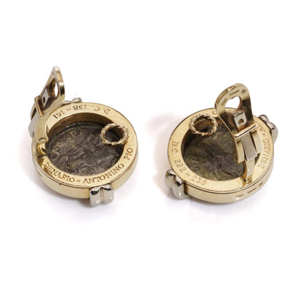 Bulgari clip earrings in gold with genuine Ancient Roman coins.