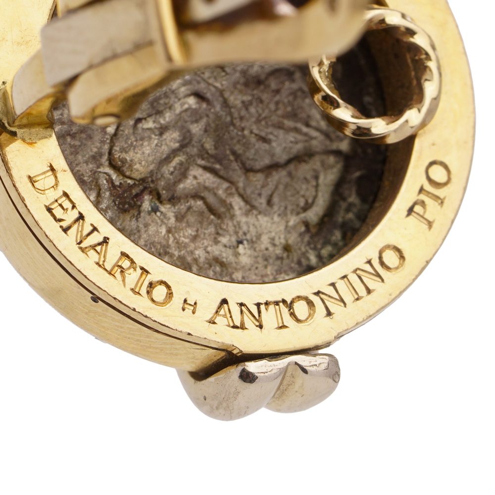 Bulgari clip earrings in gold with genuine Ancient Roman coins.